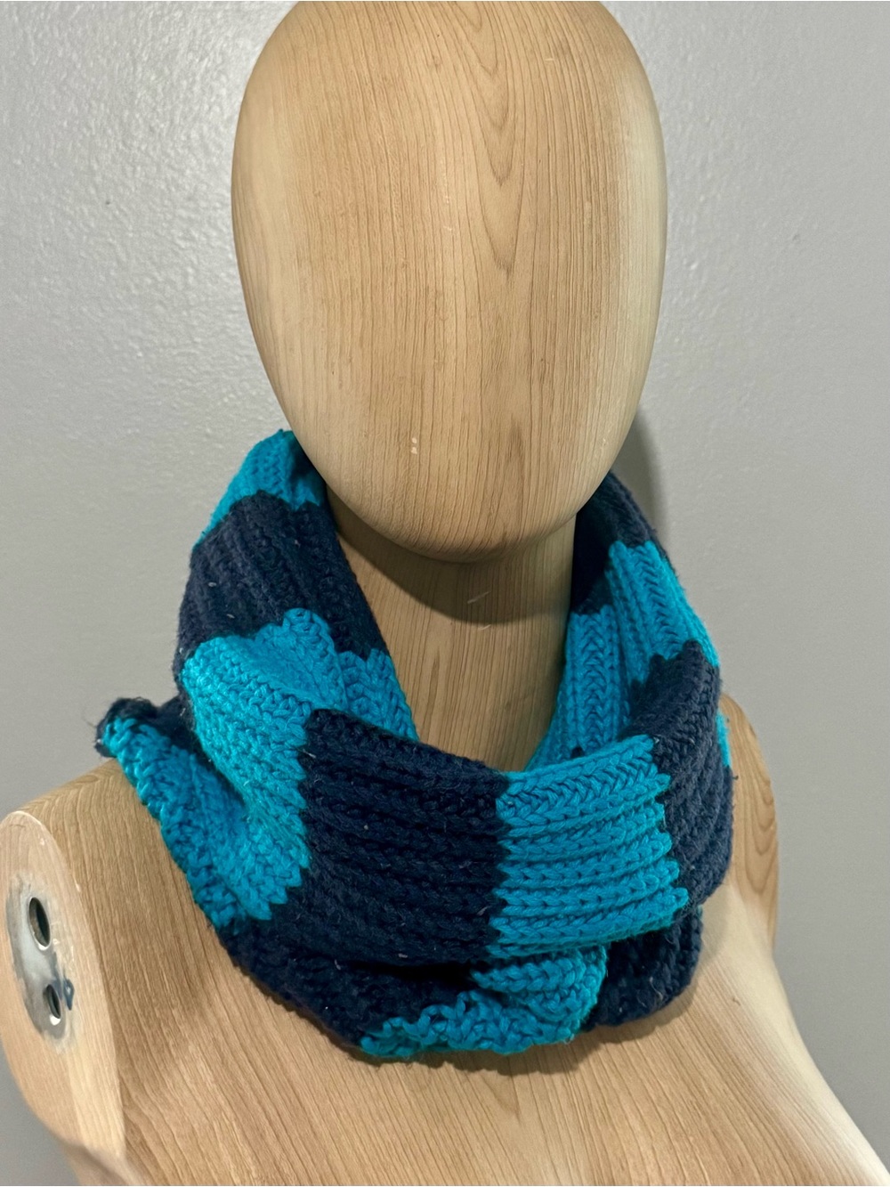 Vintage Aeropostale Striped Knit Infinity Scarf - Teal & Navy